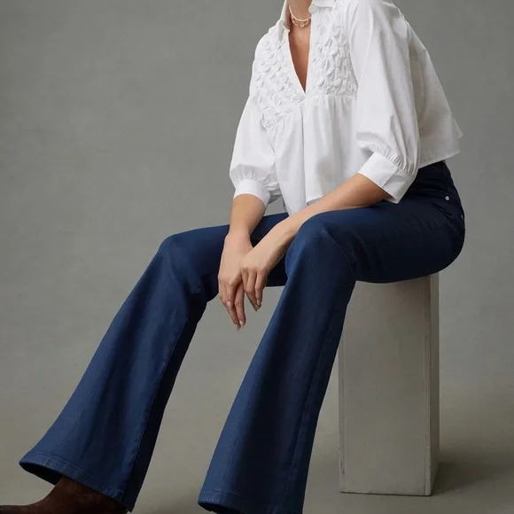 Anthropologie Deep Blue Wide Leg Jeans - Picture 2 of 4